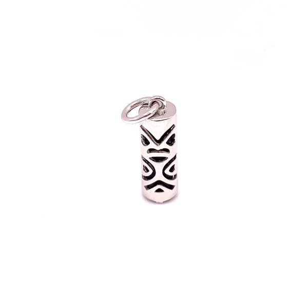 Pendentif Tiki Chance en argent .925 rhodié avec de l’Agathe noire - 15 mm