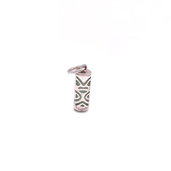 Pendentif Tiki Chance en argent .925 rhodié avec de l’aventurine verte -  15 mm