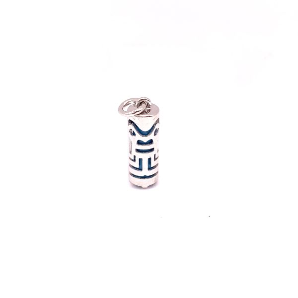 Pendentif Tiki  Force en argent .925 rhodié avec de la Turquoise -  15 mm